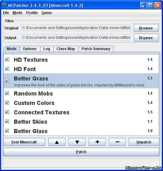 MCPatcher для minecraft 1.5.1